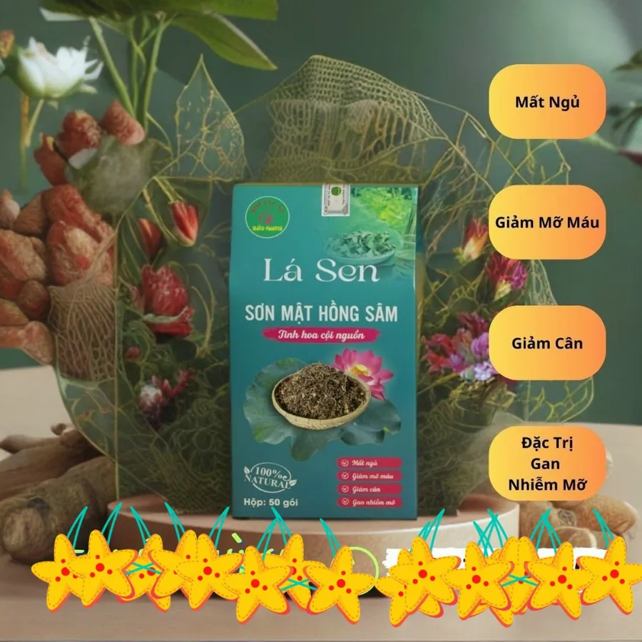 Trà Lá sen – sơn mật hồng sâm (hộp 50 túi lọc)