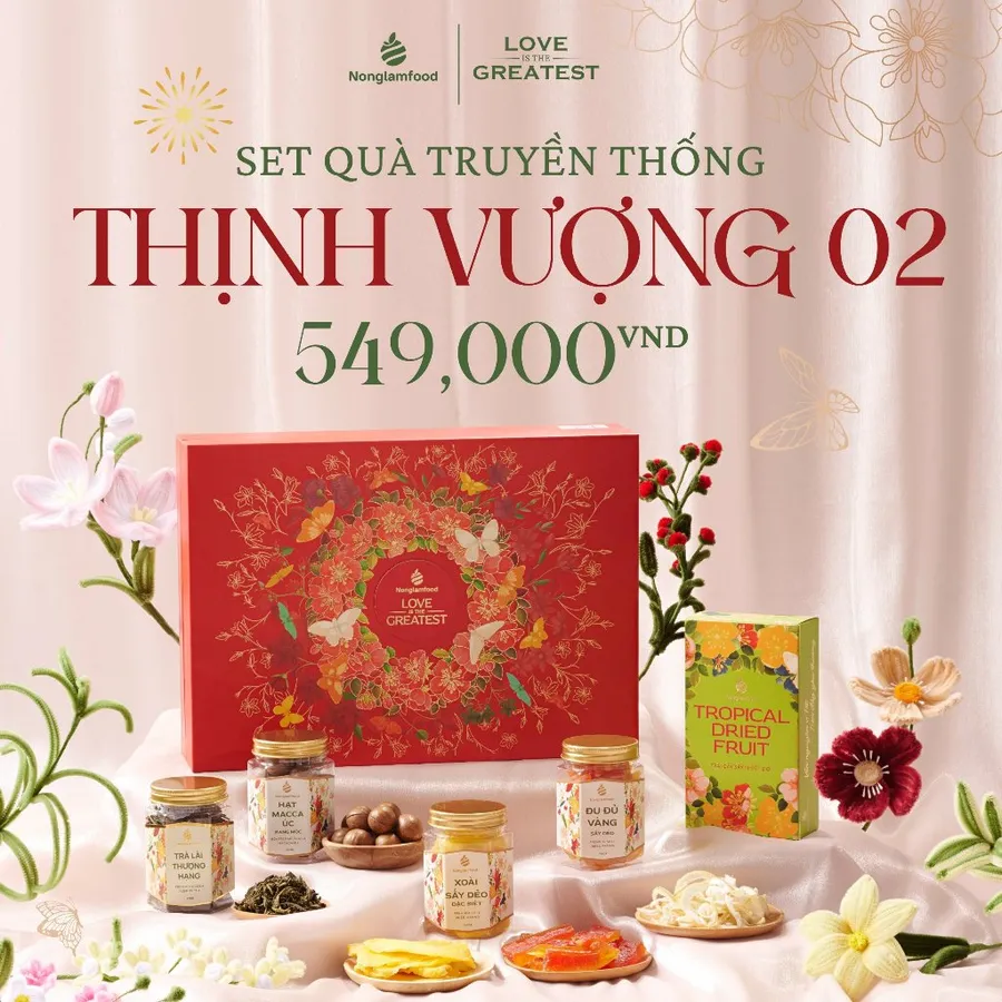 Set quà Tết Thịnh Vượng 2 Nonglamfood | Quà tết cao cấp Xuân Giáp Thìn cho người thân, doanh nghiệp
