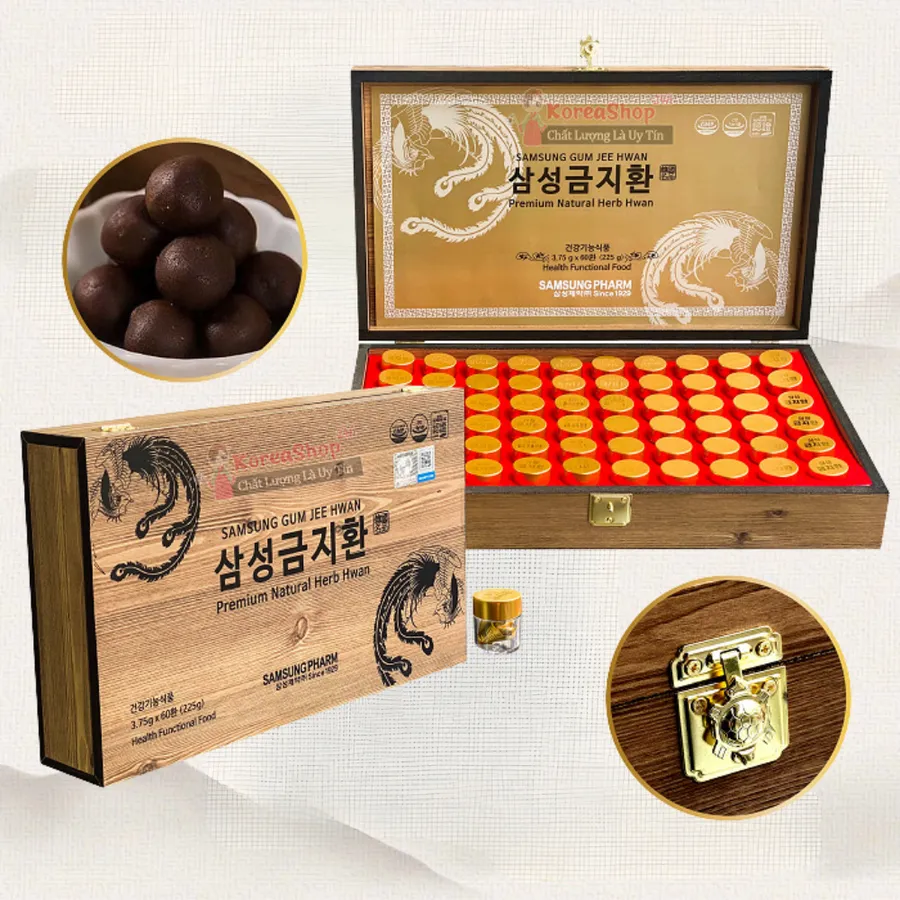 An cung ngưu hoàng hoàn 60 viên hộp gỗ Hàn Quốc