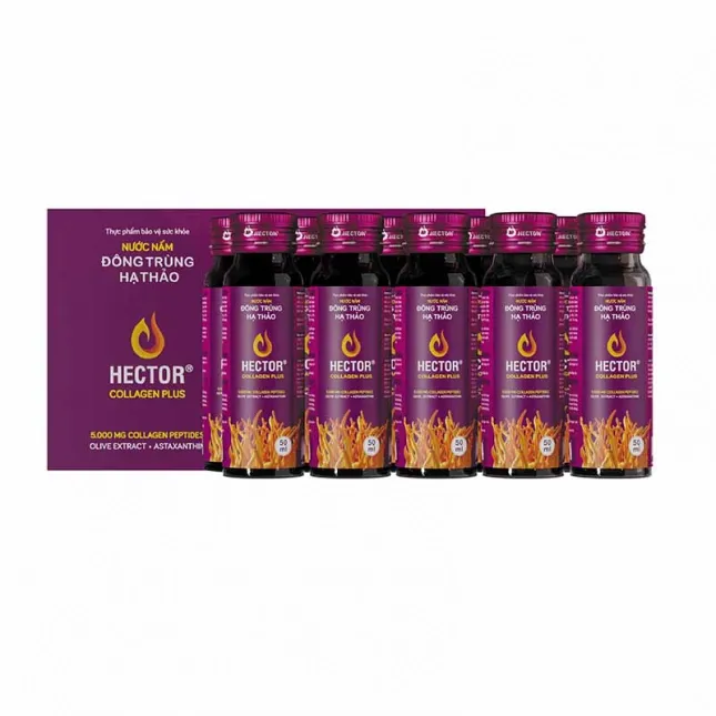 Nước nấm đông trùng hạ thảo Hector Collagen Plus – Hộp 10 chai x 50ml