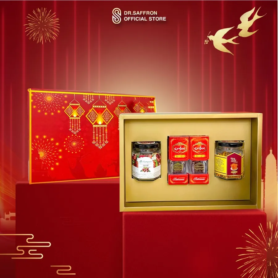 Set quà Tết – Nhụy hoa nghệ tây Saffron Bahraman với đông trùng hạ thảo – date t7/2024