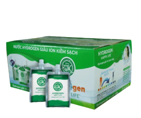 Nước ion kiềm tươi Hydrogen Happy Life (1 thùng/24 bịch x 300ml)