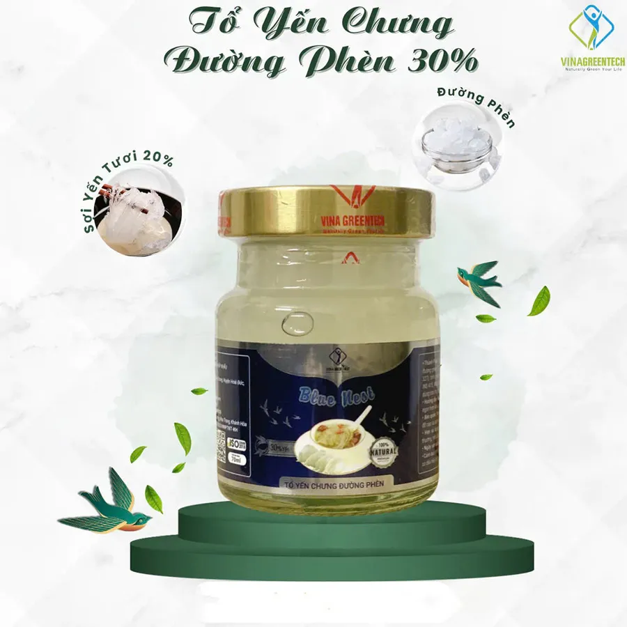 Tổ Yến Chưng Đường Phèn 30% Vinagreentech ( Khay 6 hũ x 70ml)